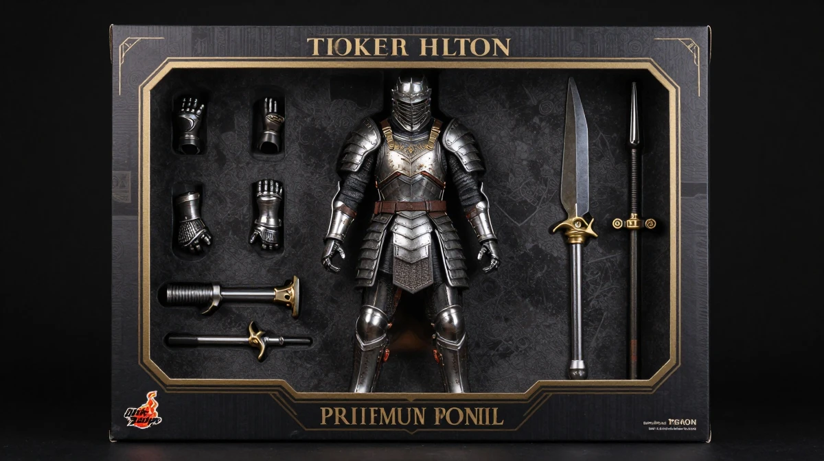 AI-generated Hot Toys style premium collector action figure with deluxe packaging using Hot Toys LoRA