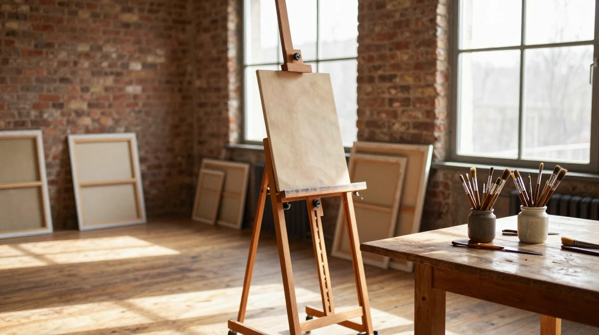 A spacious artist studio bathed in natural north-facing window light