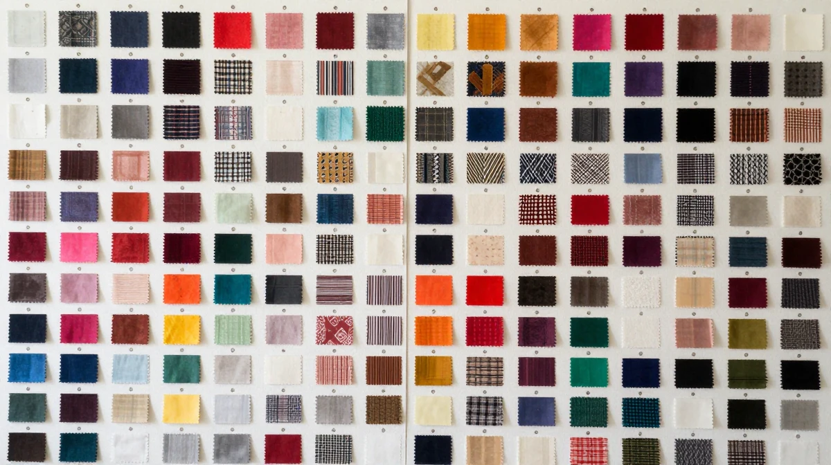 Costume designers fabric swatch collection featuring hundreds of small fabric