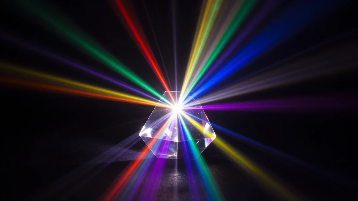 Abstract creative burst of light captured through a crystal prism