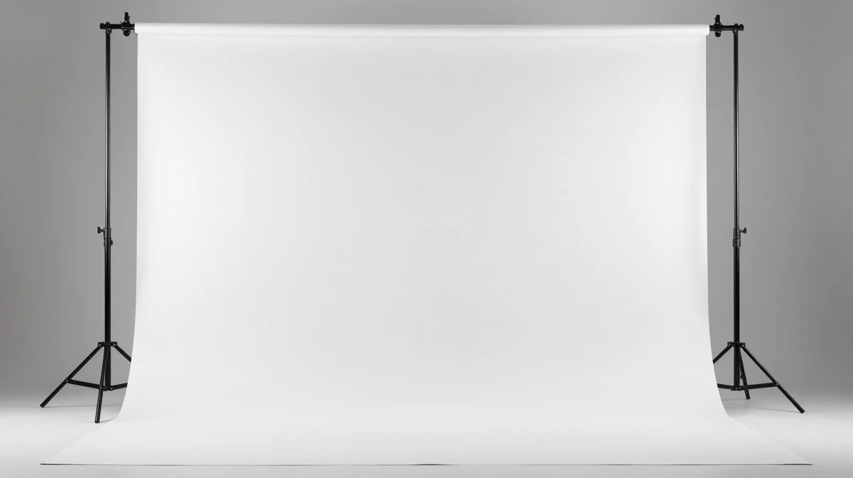 Product photography white seamless paper backdrop suspended from overhead support