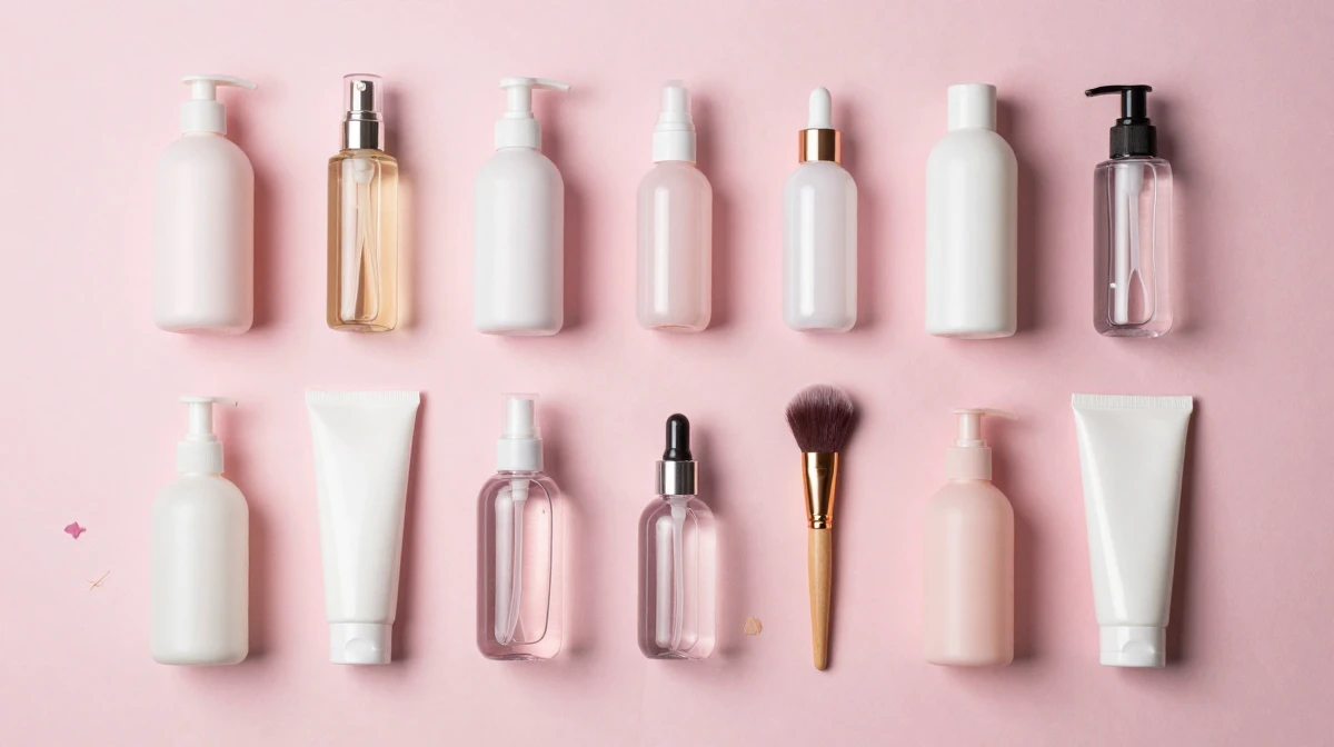 E-commerce flat lay product photography featuring beauty and lifestyle products