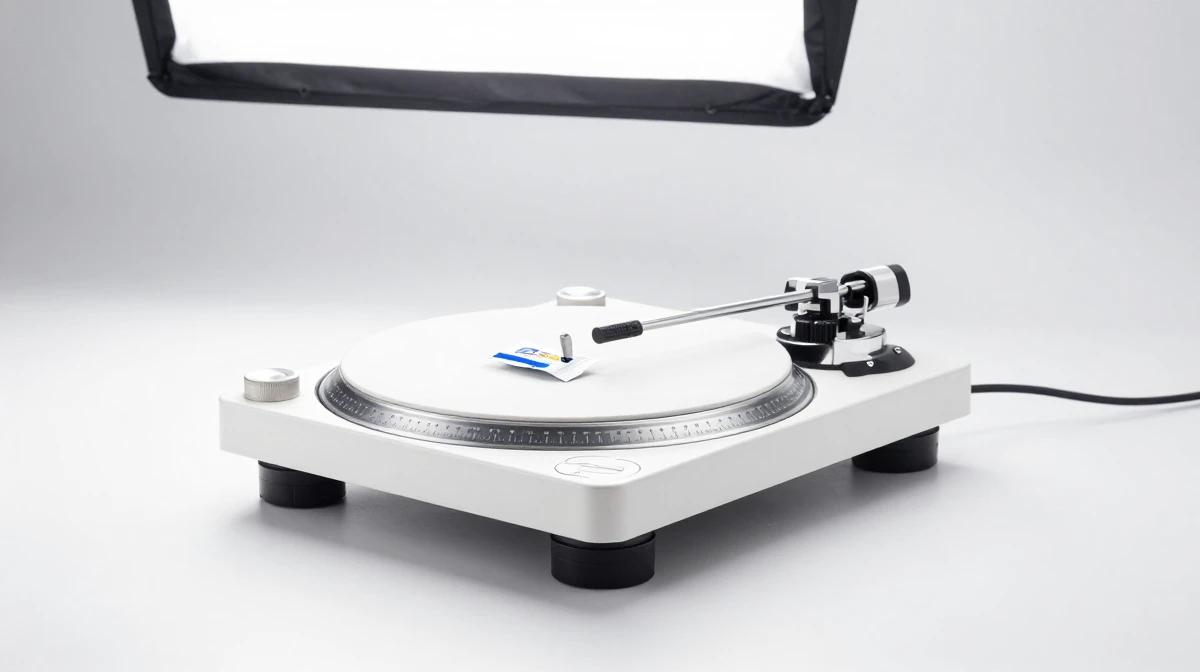 Professional motorized product turntable in white