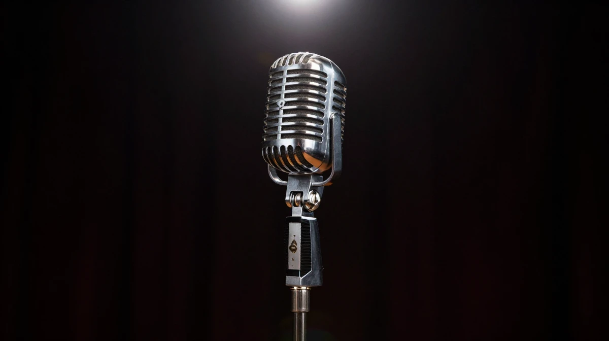 Iconic vintage broadcast microphone from the 1940s in chrome with