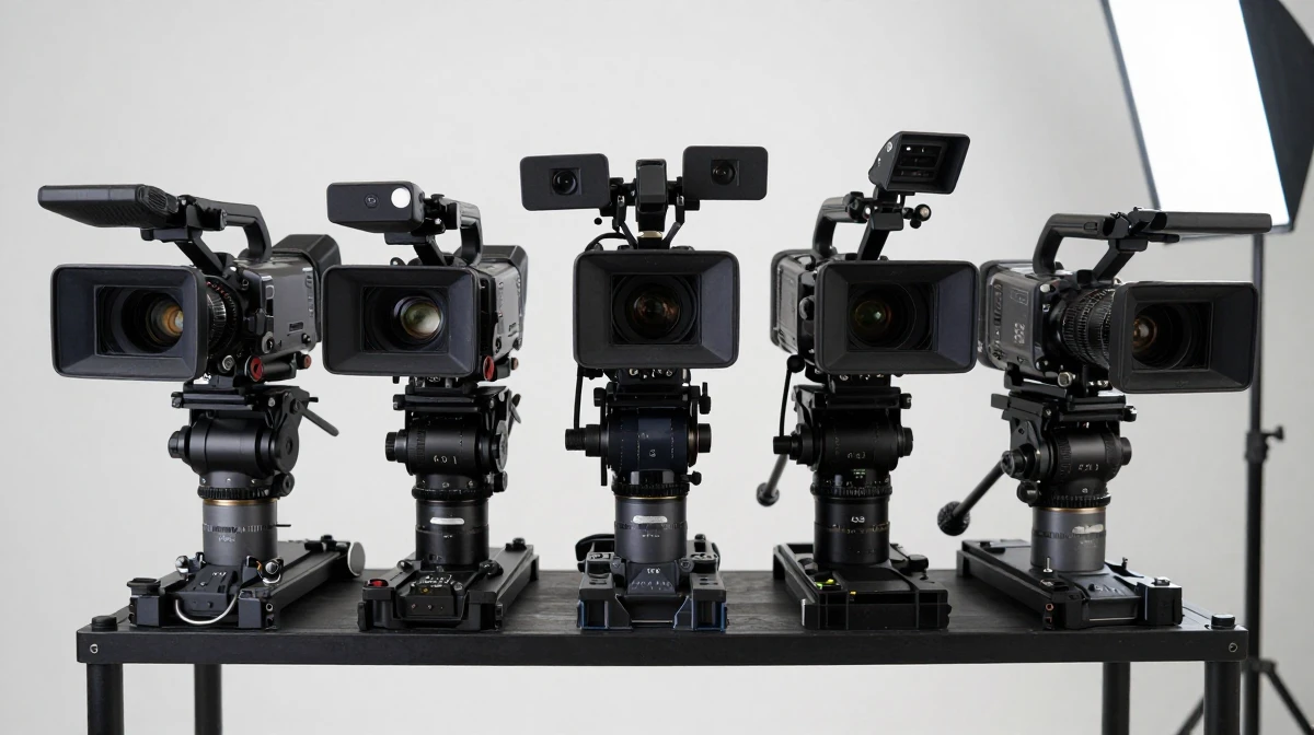 Professional video camera array featuring multiple cinema cameras of different
