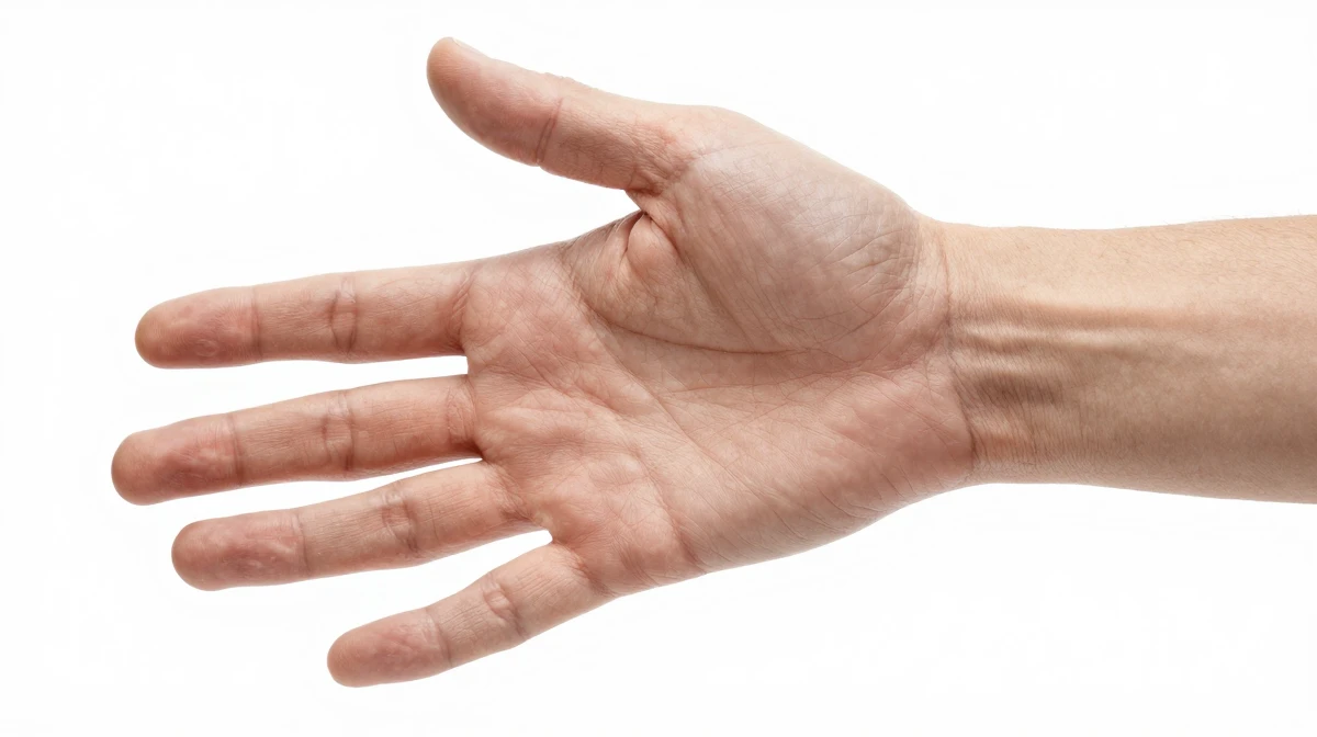 Medical or artistic reference photograph showing human hand anatomy with