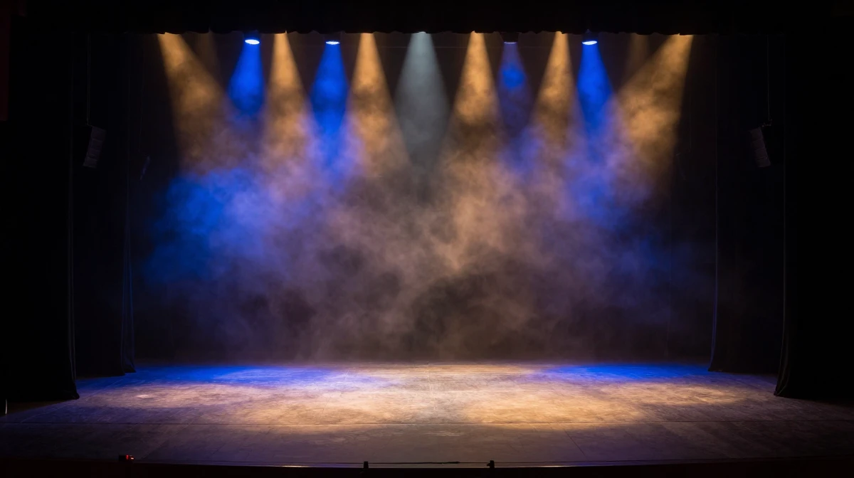 Professional dance performance stage with dramatic theatrical lighting - colored