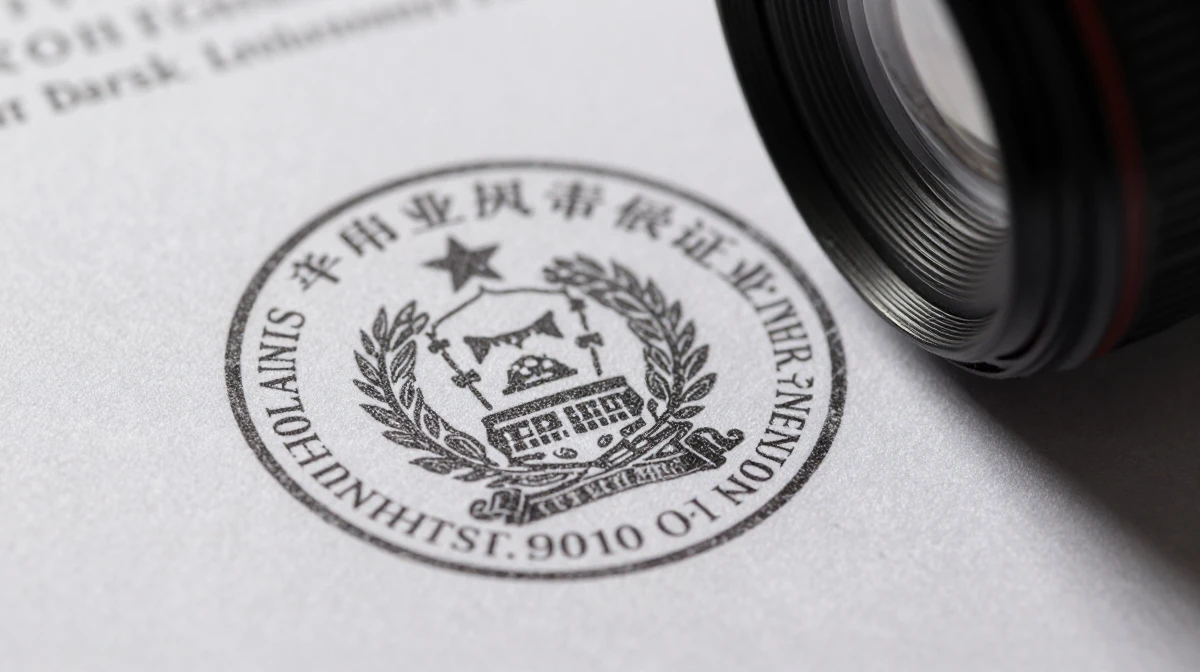 Official verification stamp or seal embossed on document