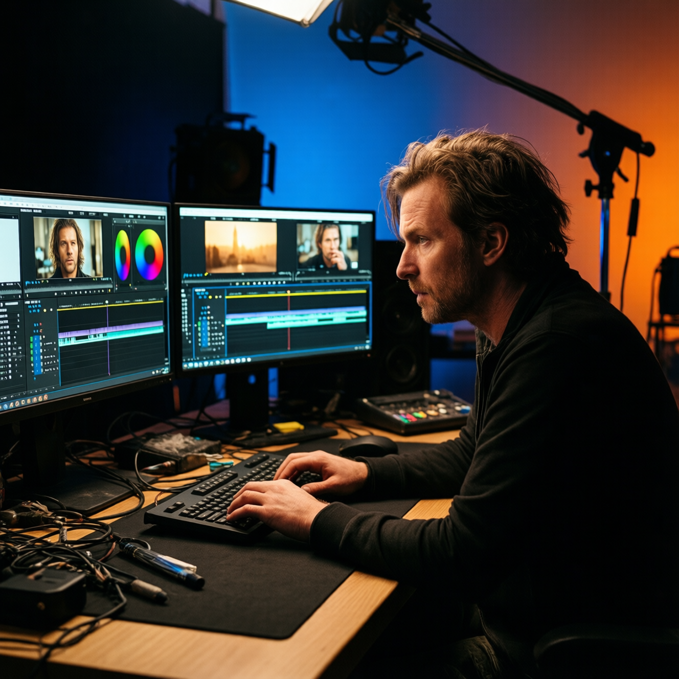 Video editing software comparison on multiple monitors