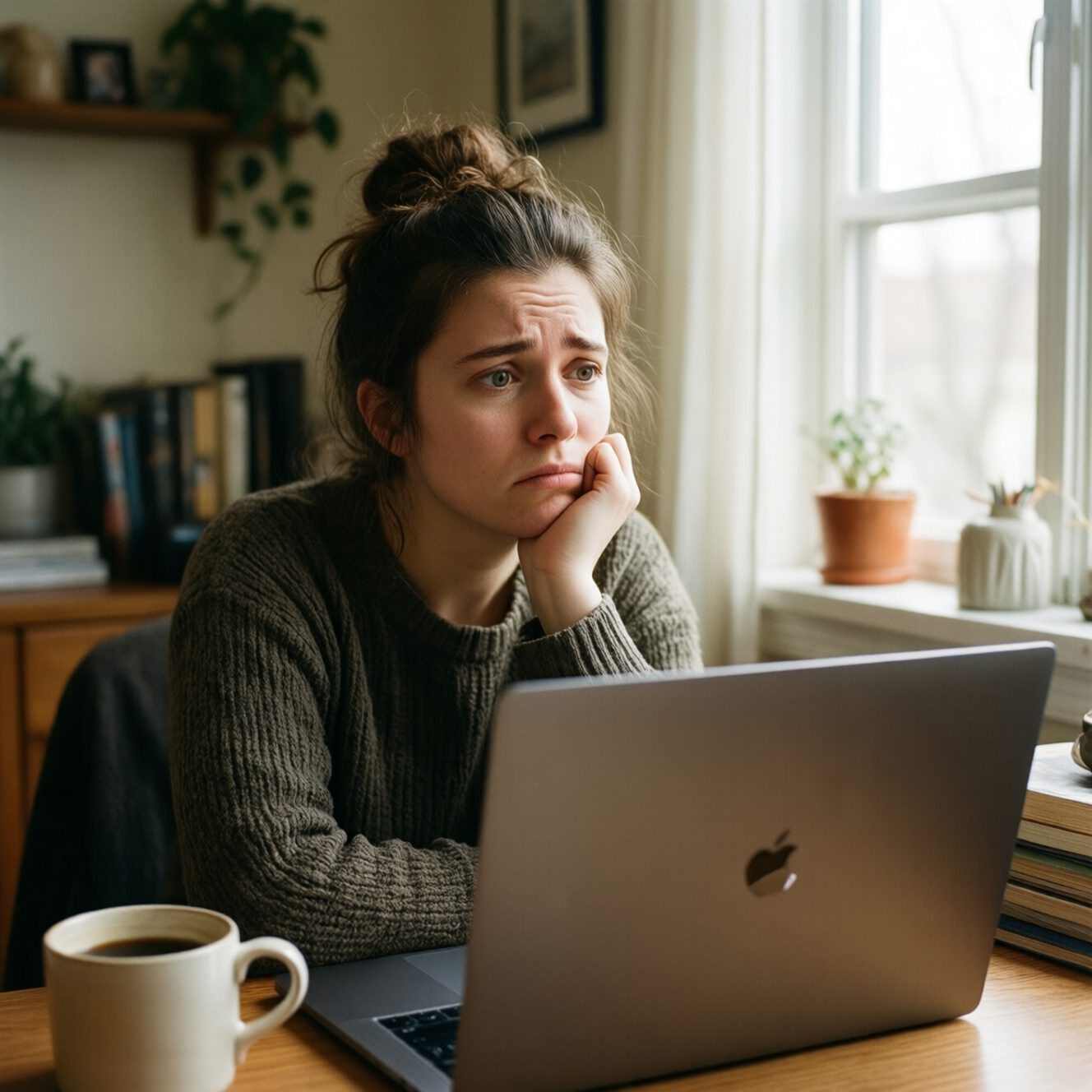 Frustrated person looking at waitlist notification on laptop screen