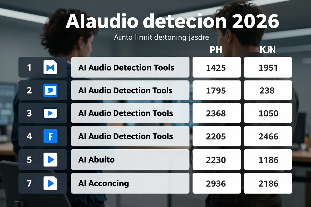 Comparison table of seven AI audio detection tools ranked by accuracy and pricing for 2026