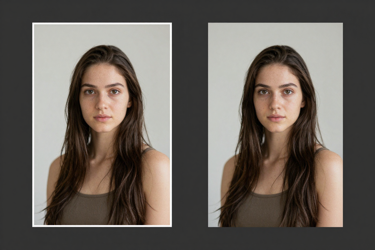 Extreme close-up of AI background removal preserving every curly hair strand detail
