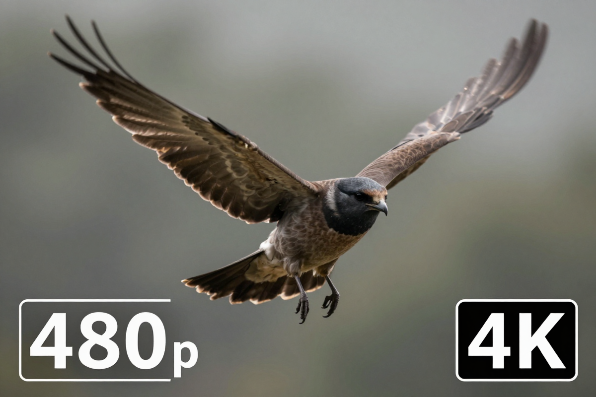 4K display showing AI-upscaled video with stunning detail and clarity