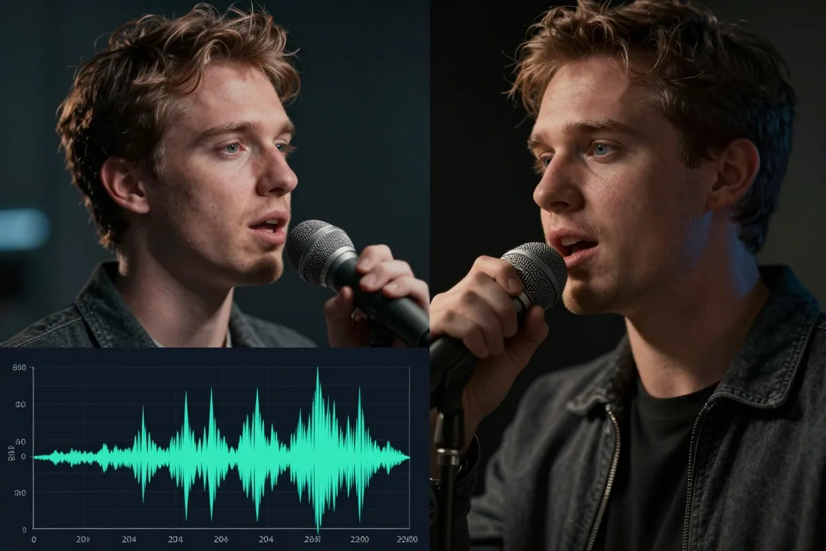 Spectral analysis comparison showing real human voice versus AI-cloned voice frequency patterns