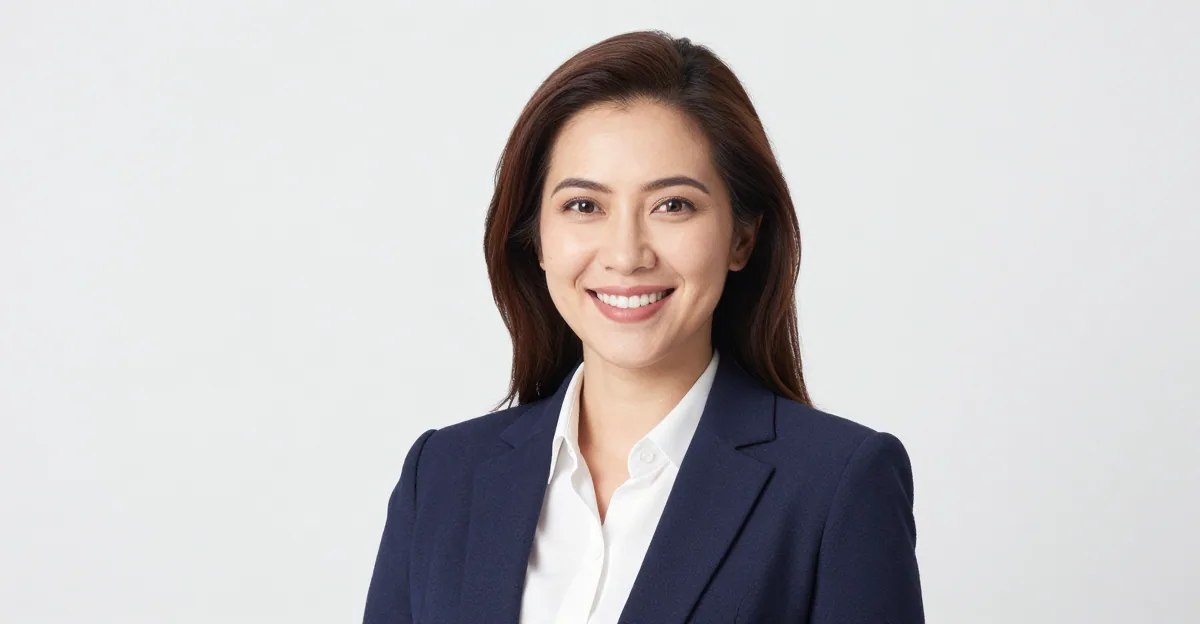 AI-generated real-estate agent headshot with a warm, trustworthy expression on a bright background