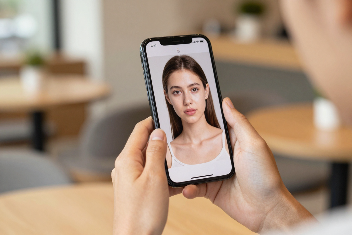 Editing a portrait background on a phone, showing common AI photo editing use cases