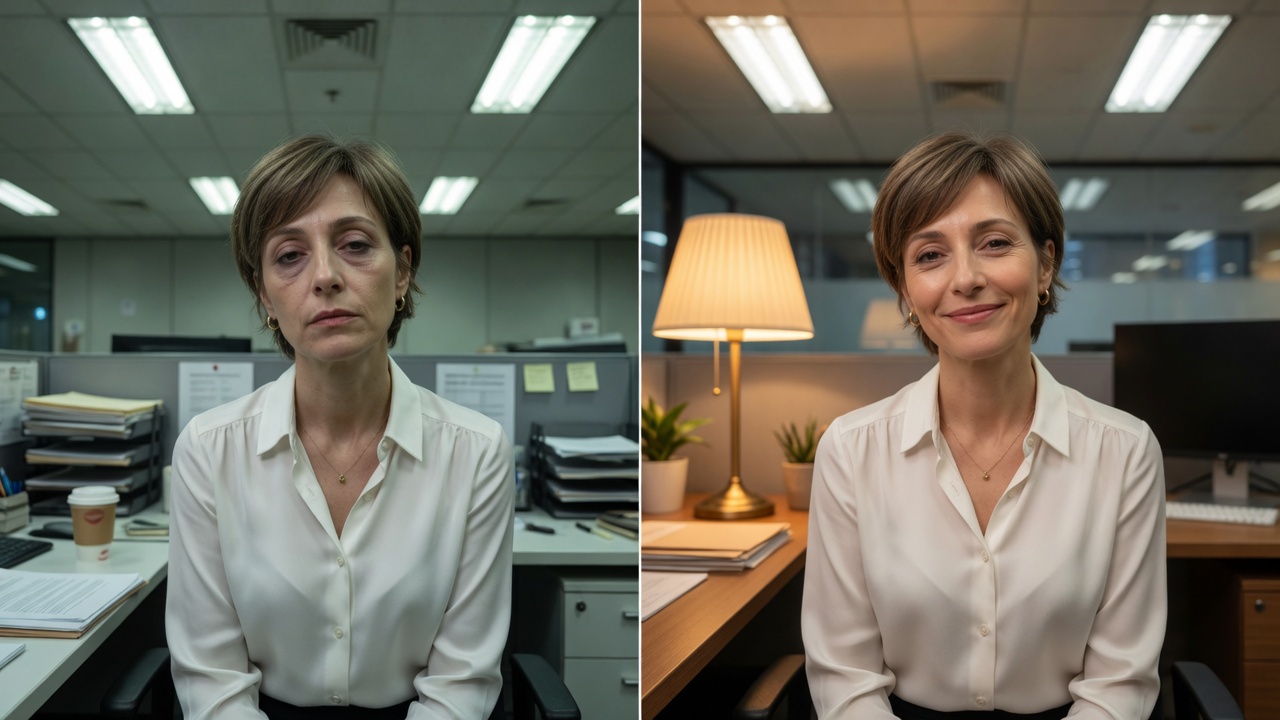 Overhead light problems versus front light fix on camera