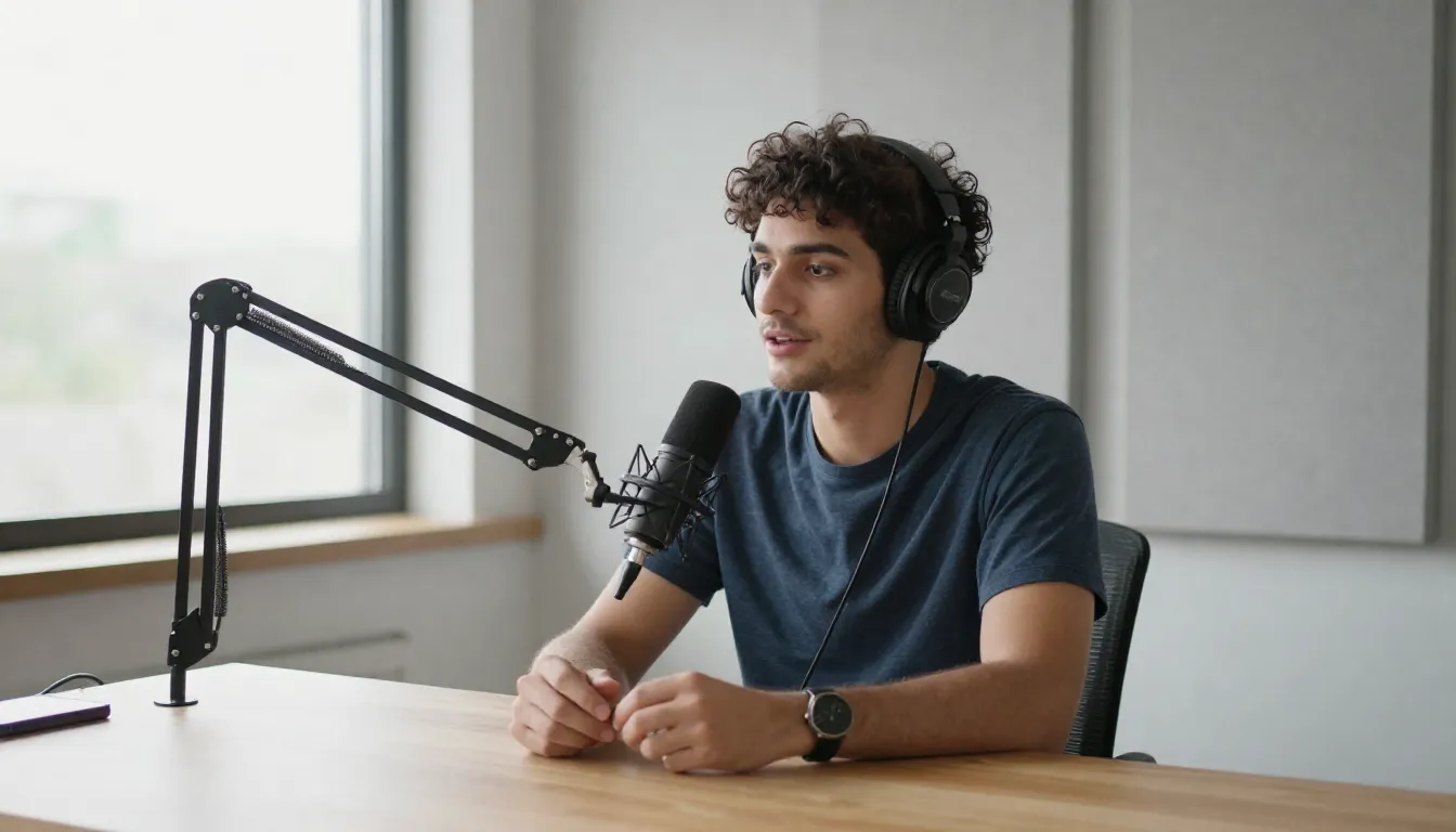 Imagera voice cloning interface showing 30-second podcast host sample upload
