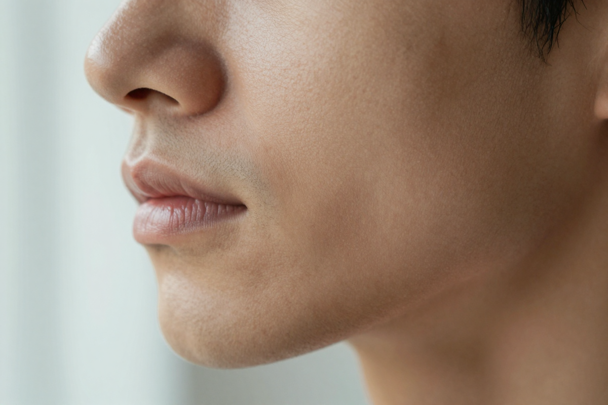 Macro photo of realistic human skin texture with visible pores and fine detail