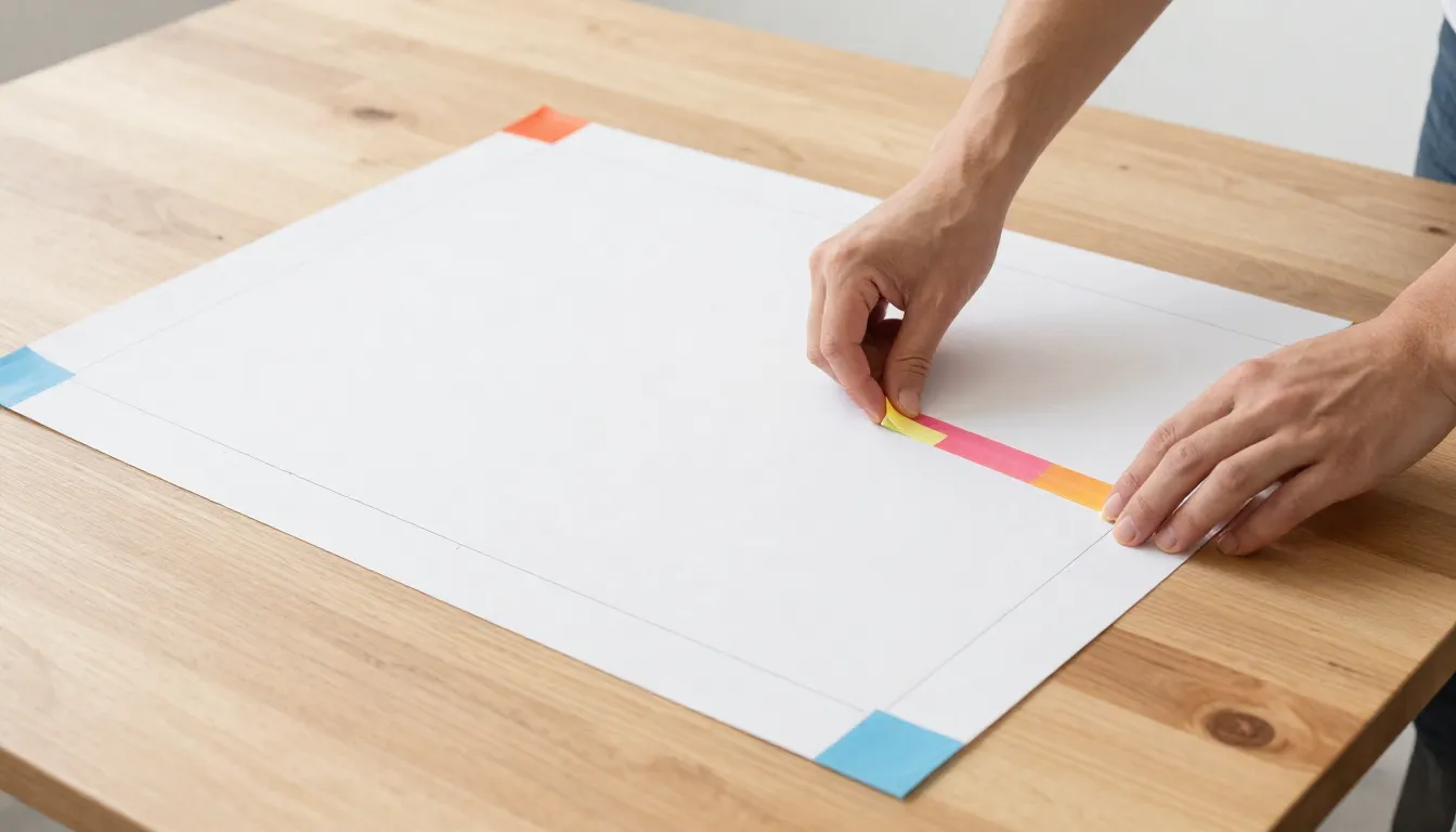 Overlay showing bleed and safe-zone margins on a poster template