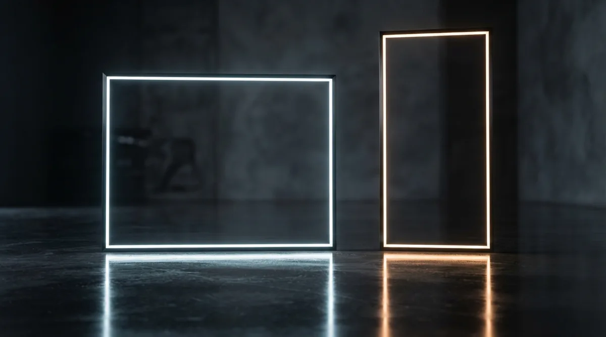 Two aspect ratio frames side by side, widescreen and vertical