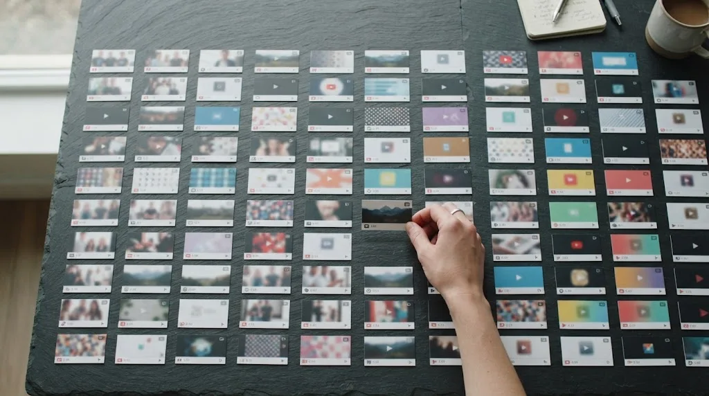 Video clips being sorted and labeled for a training dataset