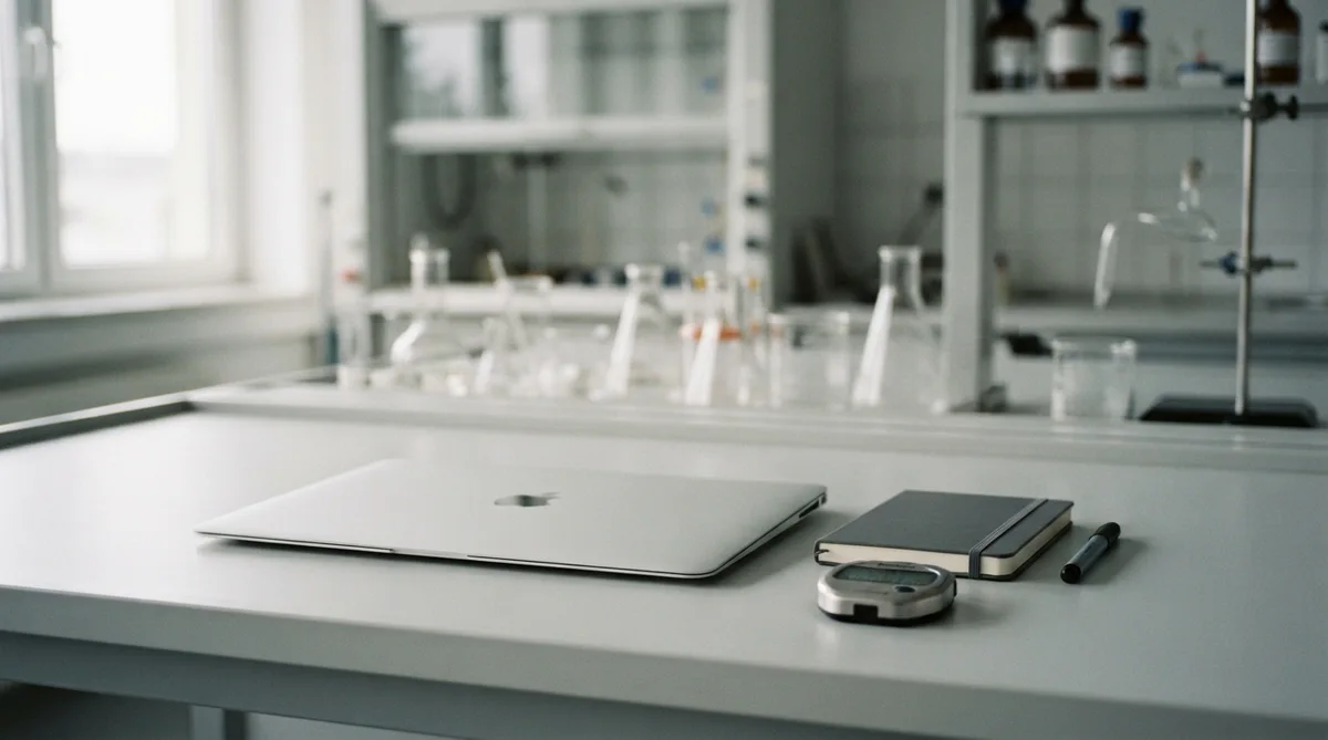 A quiet lab bench setup suggesting a repeatable measurement method