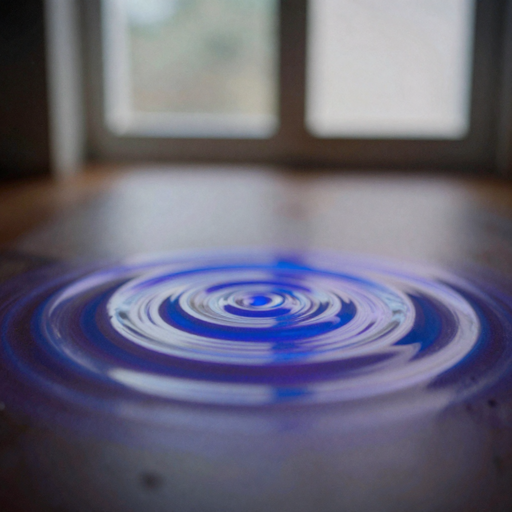 an abstract of glowing concentric sound ripples in blue and purple