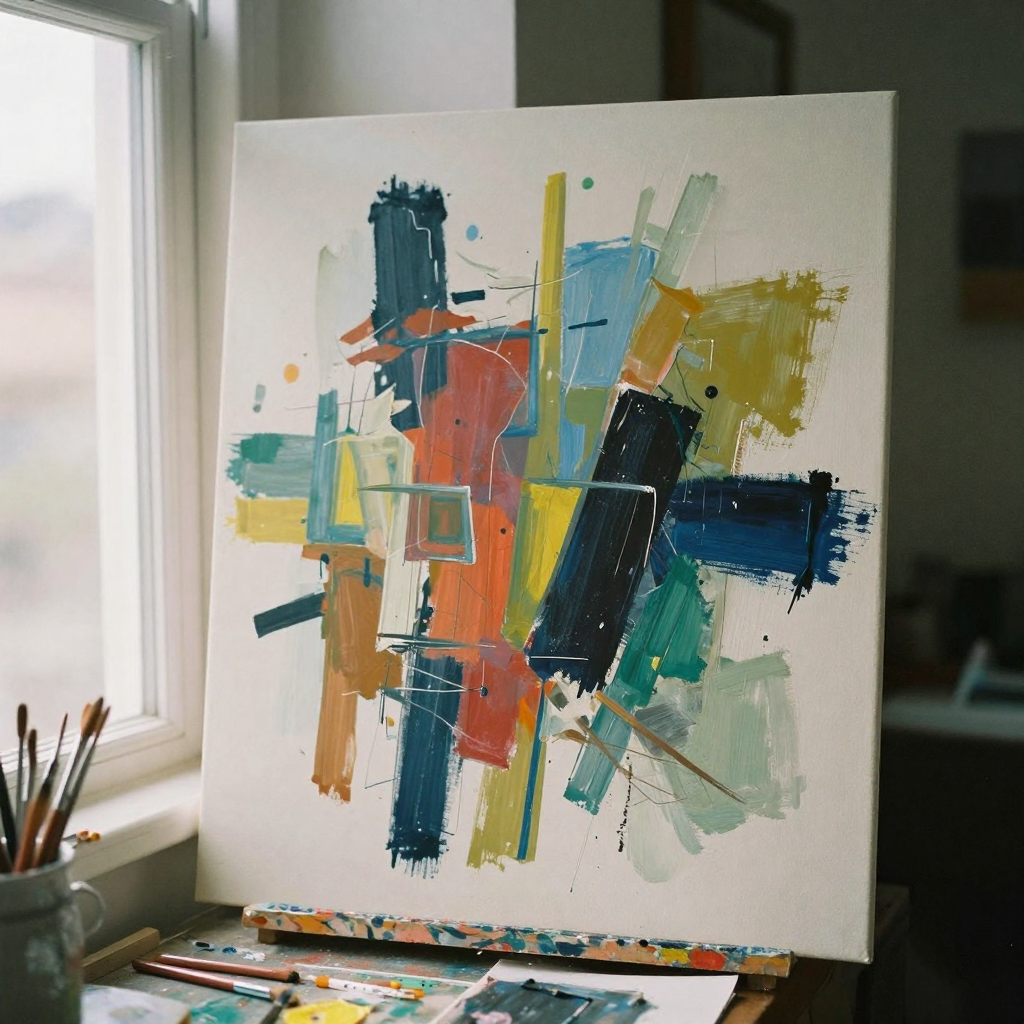 a colorful painterly abstract album-art composition