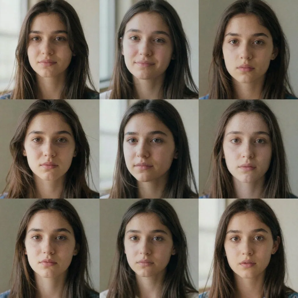 a cohesive collection of varied headshots of one person, matching lighting