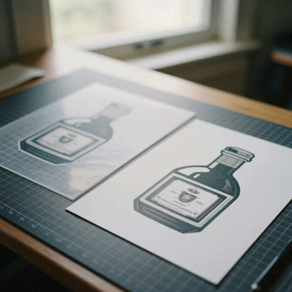 Two stacked prints of the same product cutout, one on a transparent-looking checkered mat and one flattened onto plain w