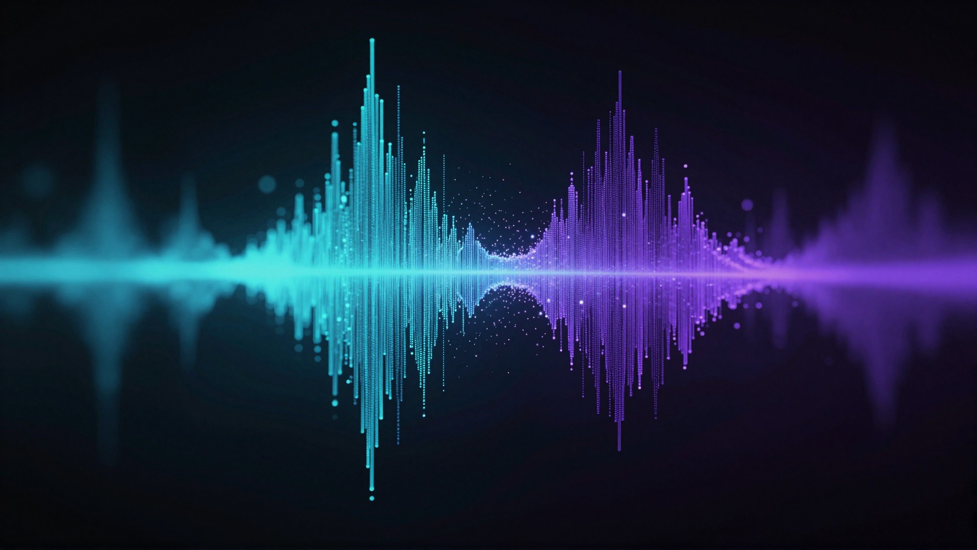 A human voice visualized as a glowing sound wave of light