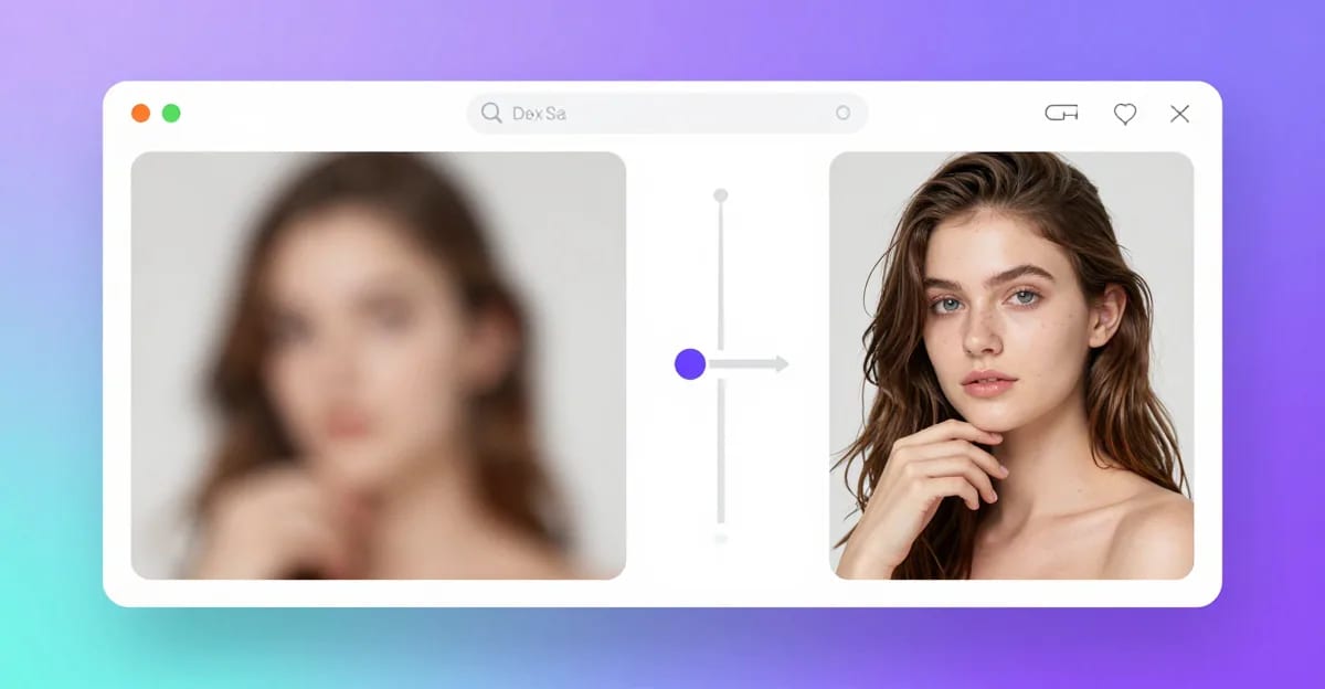 Side-by-side comparison of a blurry photo and the same photo after sharpening with Imagera's free Image Upscaler