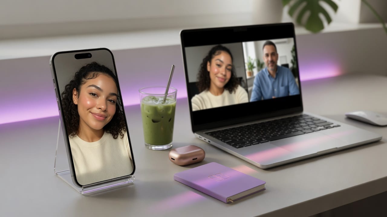 Warm multi-device setup for looking your best on a video date