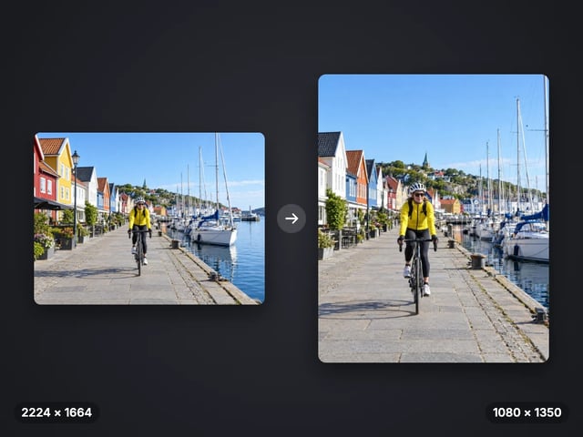 Harbour cyclist photo at 2224 × 1664 resized and cropped to a 1080 × 1350 portrait