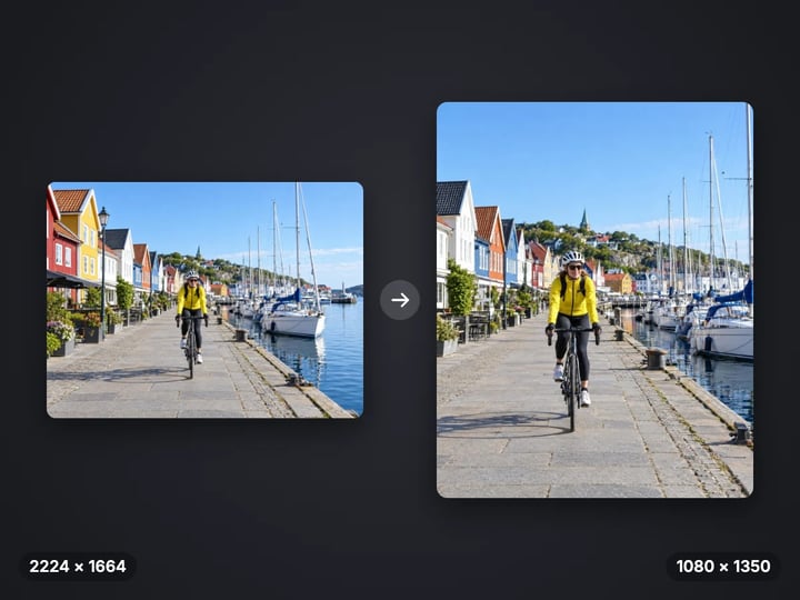 Harbour cyclist photo at 2224 × 1664 resized and cropped to a 1080 × 1350 portrait