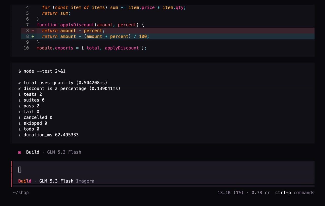 Imagera Code, real recording: tests pass