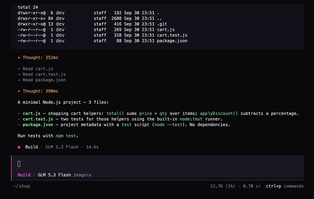 Terminal after the prompt: Explain how this project is structured and what each file does. Keep it short.