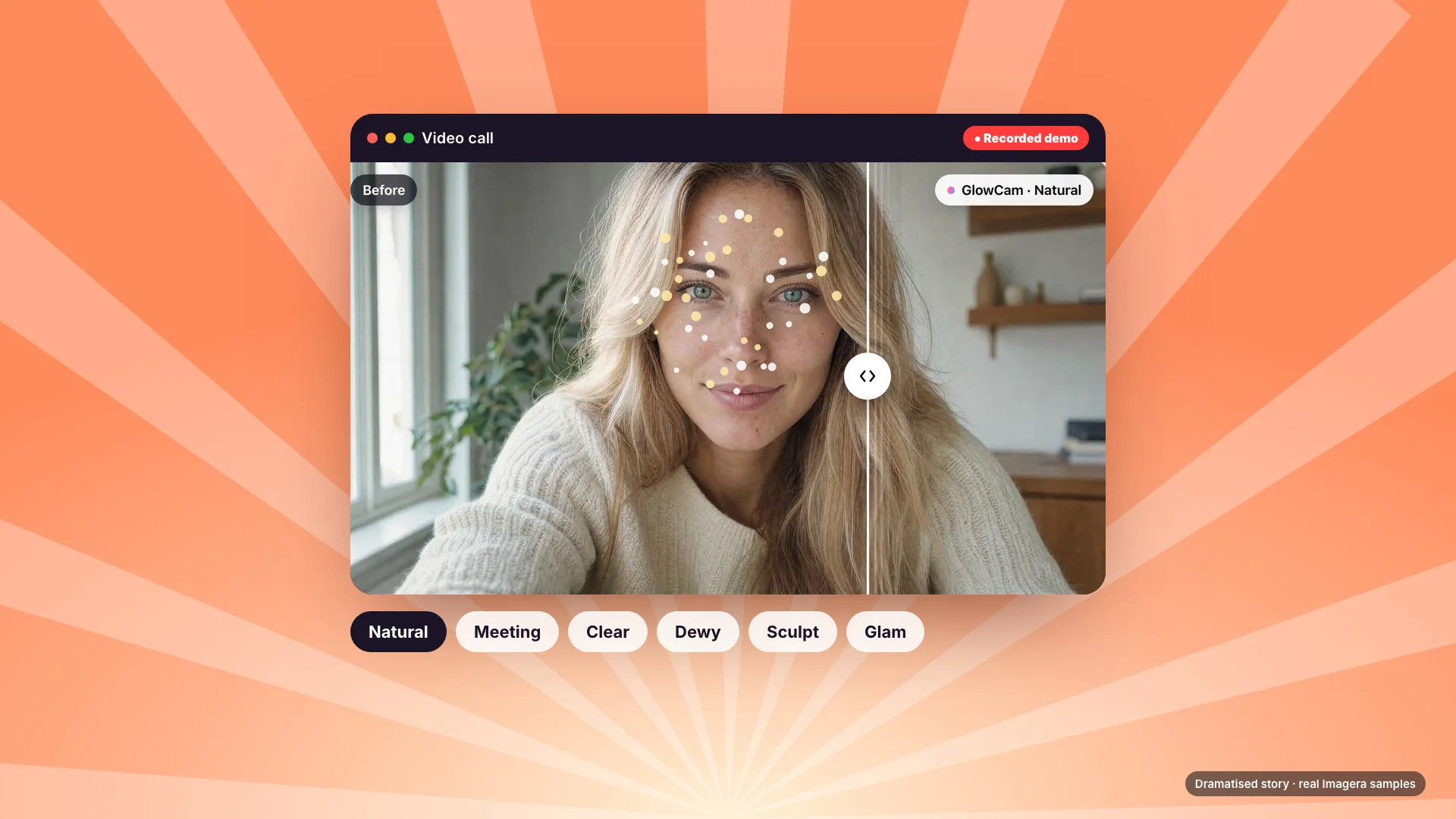 Motion design: GlowCam lighting a face on a video call